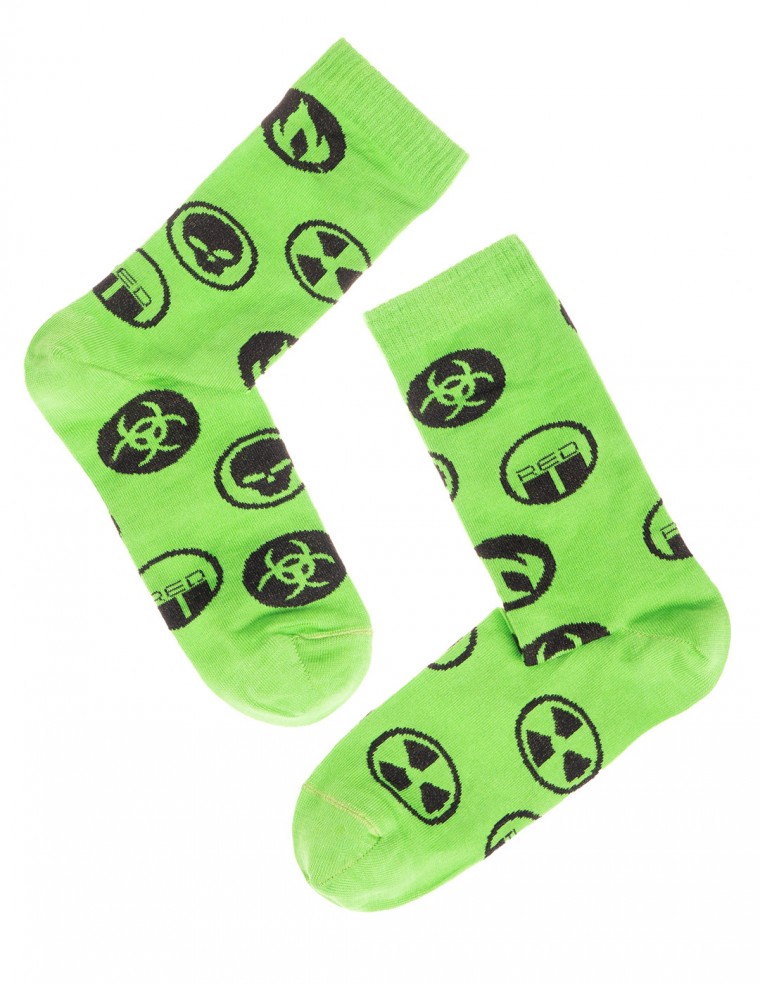 DOUBLE FUN Socks Biohazard Green