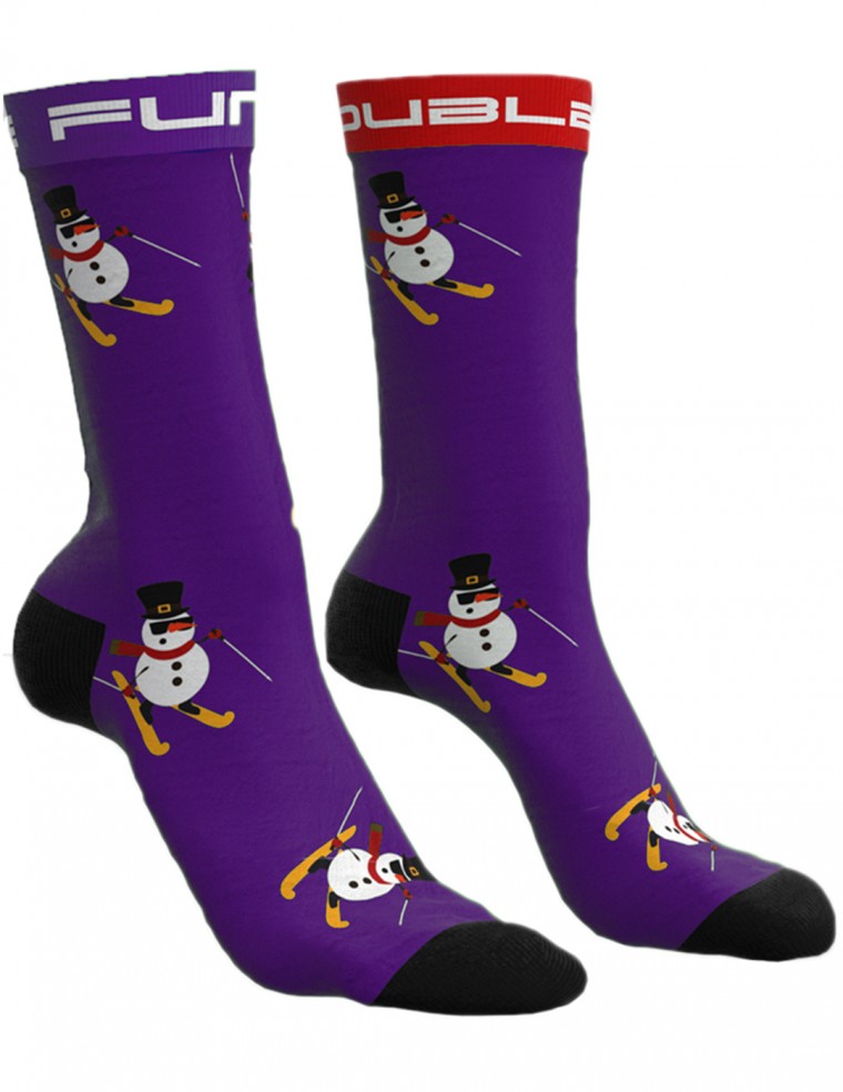 DOUBLE FUN Socks Snow Man Like A Boss Purple