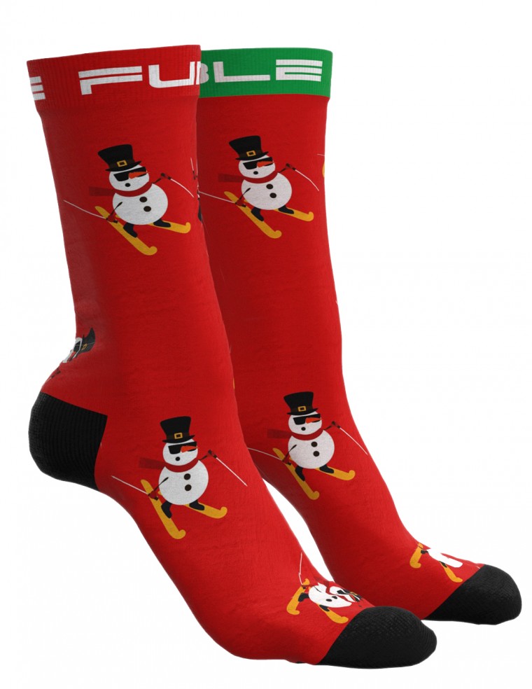 DOUBLE FUN Socks Snow Man Like A Boss Red