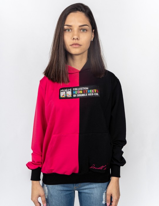 Hoodie DOUBLE FACE NEON Streets Collection Black/Pink